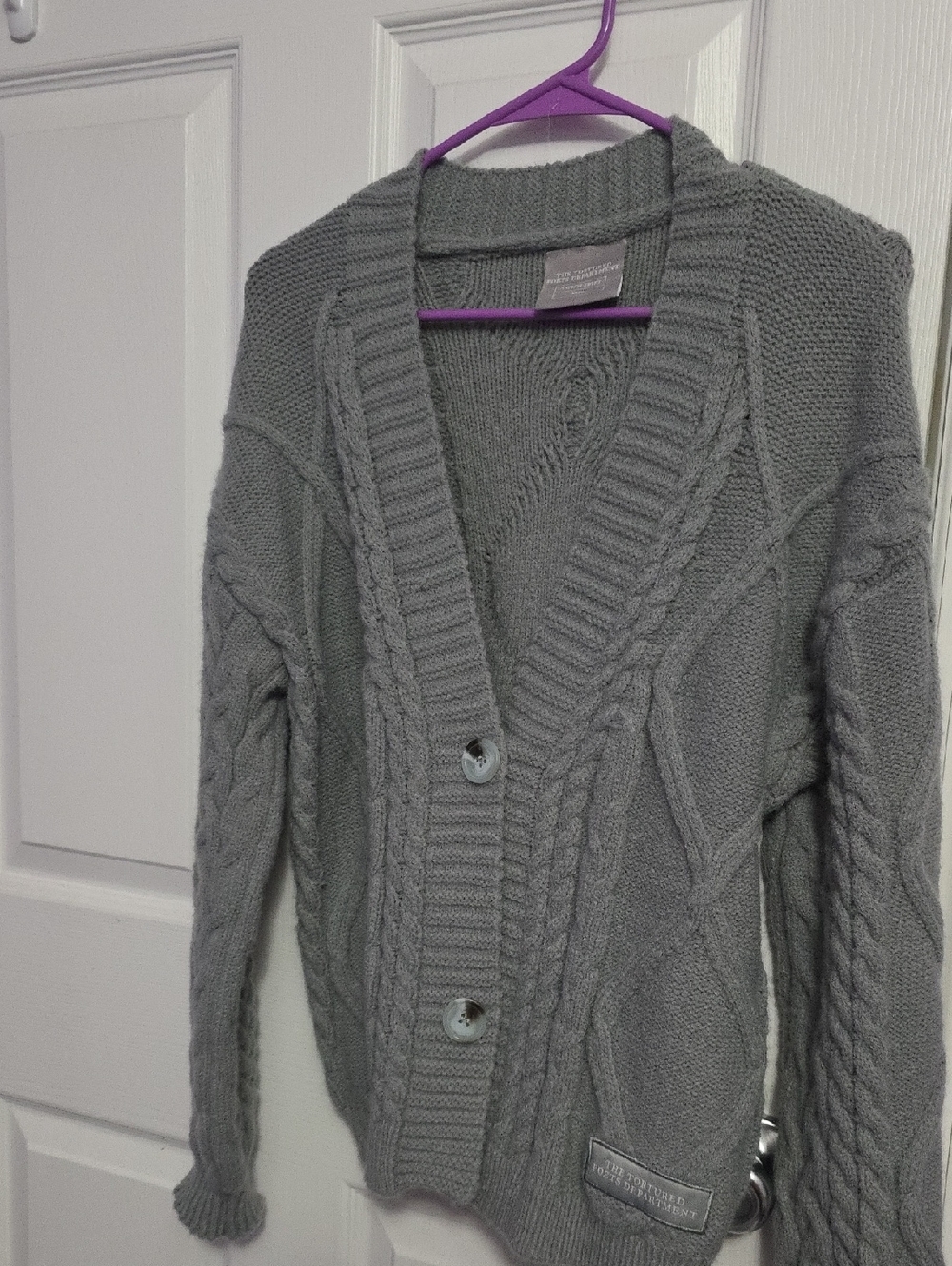 Taylor Swift Gray Cable-Knit Button Cardigan